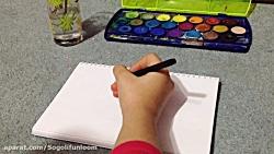 اموزش نقاشی گنجشك ابرنگ پایه ٣ سوم نقاشی