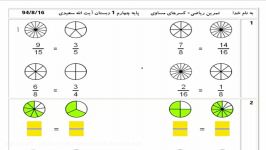 کسرها  چهارم، پنجم ششم دبستان