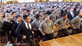 New Zealand students giving intense Haka farewel