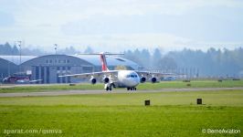 Swiss Avro RJ100  Takeoff at airportBern Belp HD