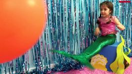 Elsa And Anna Videos  Real Life Movie For Kids Mermaids Tails SEA BUBBLE Challenge Game