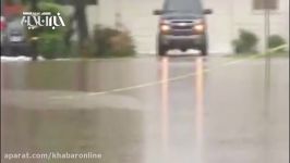 بارش شدید باران جاری شدن سیل در کالیفرنیای آمریکا
