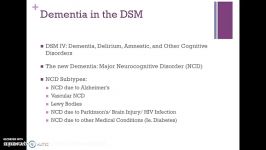 Neurocognitive Disorder Dementia