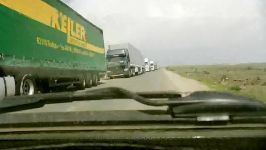 صف کامیونهای صادراتی ترانزیتی در مرز بازرگان به طول14km