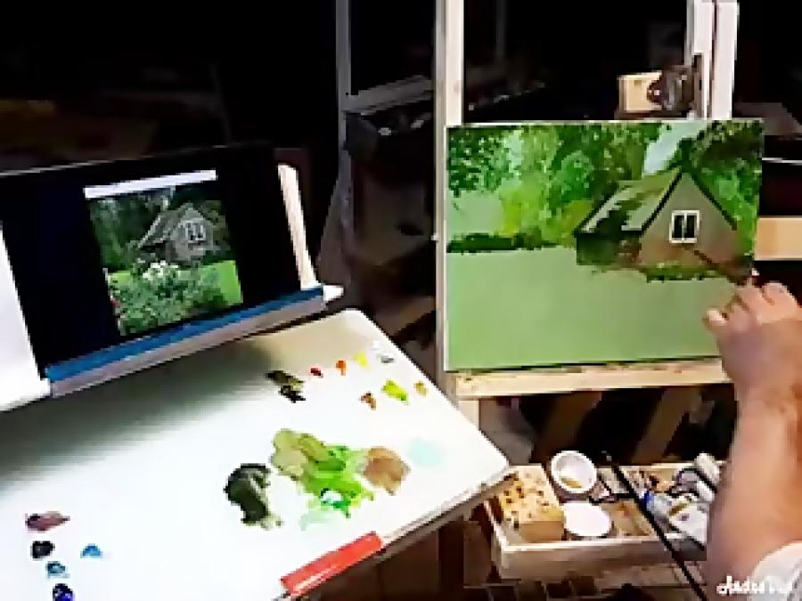 ویدئو آموزش نقاشی رنگ روغن خیس در خیس  بخش اول