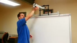 Short throw projector on rolling stand demo with smartboard