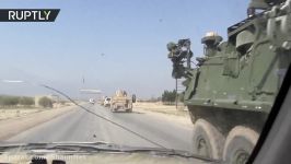 تجاوز کاروان نظامی زرهی آمریکا به خاک سوریه شهر منبیج