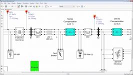 شبیه سازی خط انتقال سه فاز به همراه جبرانساز خازنی سری در Matlab