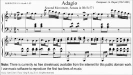 ABRSM Piano 2015 2016 Grade 5 A3 A3 Pleyel Adagio Sonata in B Flat Movement 2 B.571 Sheet Music