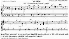 ABRSM Piano 2015 2016 Grade 4 A3 A3 Stolzel Bourree Partita in G Minor Movement 3 Sheet Music