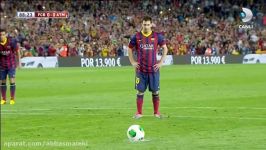 لیونل مسی در بازی دیشب بارسلونا پنالتی را به تیر دروازه زد