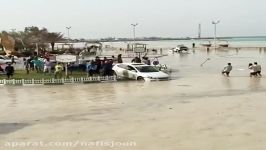 طوفان بالا آمدن آب دریا در بندر نخل تقیاستان بوشهر