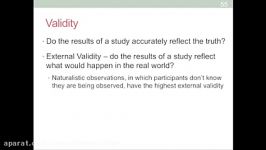 Research Review 7  Internal and external validity Summary of research methods