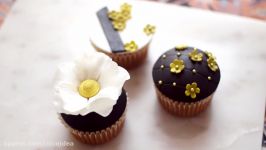 Black White and Gold Elegant Cupcake Toppers Fondant Tutorial  Marian Studio