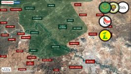 نقشه درگیری های شمال حماه بین ارتش سوریه تروریست ها