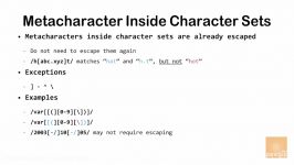 ۱۷ متا کاراکتر داخل Character Set در RegEx عبارت قاعده