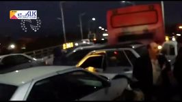 تصادف زنجیره ای بیش 30 خودرو در تبریز