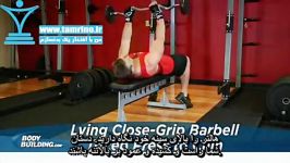 آموزش حرکت پشت بازو هالتر روی نیمکت به چانه Lying Close Grip Barbell Triceps Pre