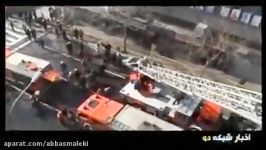 فیلم حادثه آتش سوزی سقوط مرگبار دو کارگر زن