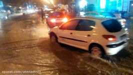بارش شدید باران آبگرفتگی معابر در هرسین