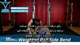 آموزش حرکت خم شدن توپ به کنار وزنه Weighted Ball Side Bend