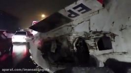 سقوط هواپیمای جت روی تریلی در اتوبان کرج قزوین