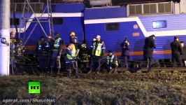 RAW Aftermath of trains’ head on collision in Moscow dozens hospitalized