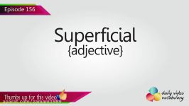 English Lesson # 156  Superficial Adjective  Learn English Pronunciation