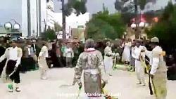 رقص لری مردان ساز نقاره در میدان مرکزی شهر دهدشت