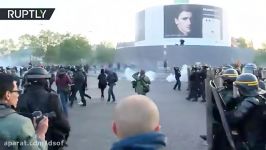 درگیری معترضان باپلیس فرانسه بعد ازاعلام نتایج انتخابات