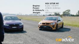 Drag Race Alfa Romeo Giulia QV v Mercedes AMG C63 S v BMW M3 v HSV GTSR W1