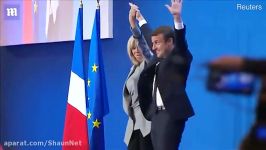 Emmanuel Macron and wife Brigitte Trogneux thank French voters