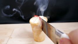 EXPERIMENT Glowing 1000 degree KNIFE VS Rubber Band Ball