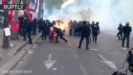 درگیری شدید مردم پاریس پلیس فرانسه