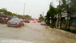 سیلاب در بلوار آیت الله خامنه ای گیلاوند شهر دماوند