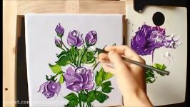آموزش نقاشی رنگ روغن  نقاشی گل