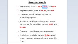 Assembly Language Programming Tutorial  7  Reserved Words