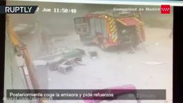 لحظه انفجار در کارخانه مواد شیمیایی در اسپانیا مادرید