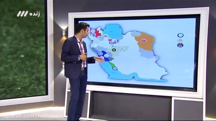 پراکندگی جغرافیایی تیم های لیگ برتر خلیج فارس نود