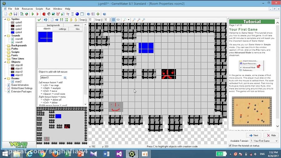 اموزش ساختن یک بازی ساده در نرم افزار بازی ساز گیم میکر