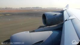 Lufthansa A340 600 Epic Engine View Takeoff from Dubai International Airport