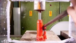 Crushing bottle jack and blast shield with hydraulic press