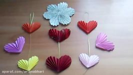 DIY Easy Valentine Heart Garland Flowers. Cute Handmade Paper Crafts. Origami Decoration