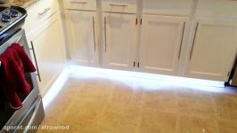 LED strip light under cabinets before floor tiles