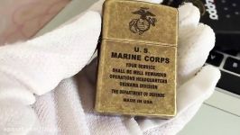 Zippo Lighter  Antique Brass  US MARINE CORPS