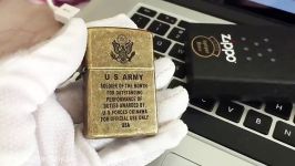 Zippo Lighter  Antique Brass  US ARMY