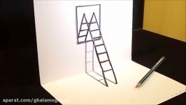 ترسیم نقاشی سه بعدی  نردبان آئینه