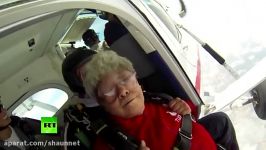 Skydiving grandma 70yo woman jumps out of airplane at 4000m