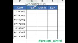 جدا سازی روز، ماه سال تاریخ Flash Fill در اکسل