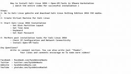 How to Install Kali Linux 2016 + Open VM Tools in VMware WorkstationPlayer Tutorial SubtitleHD